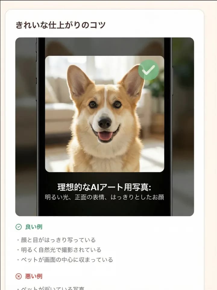 アップロード写真のガイド例